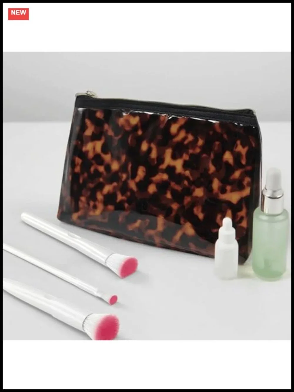 Animal Print Cosmetic Bag Zipper Toiletry Pouch Travel Makeup Purse